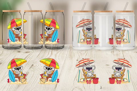 Glass Can Summer Koala Sublimation artnoy 