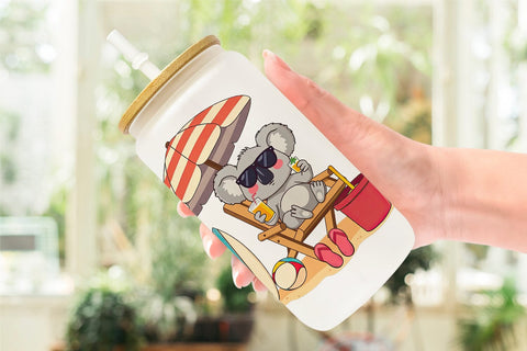 Glass Can Summer Koala Sublimation artnoy 