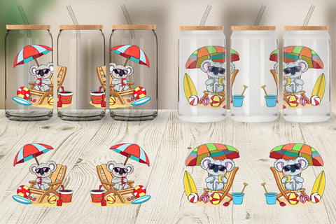 Glass Can Summer Koala Sublimation artnoy 