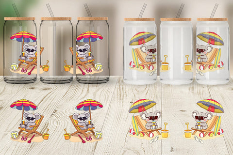 Glass Can Summer Koala Sublimation artnoy 