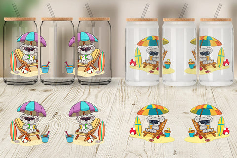 Glass Can Summer Koala Sublimation artnoy 