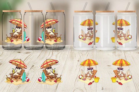 Glass Can Summer Otter Sublimation artnoy 