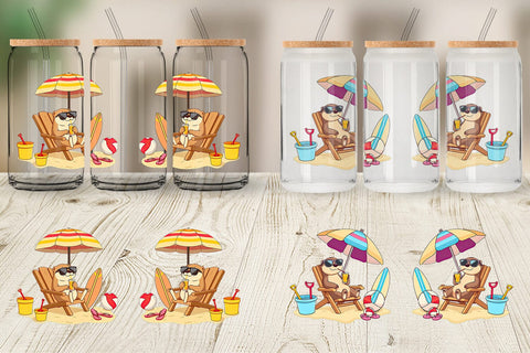 Glass Can Summer Otter Sublimation artnoy 