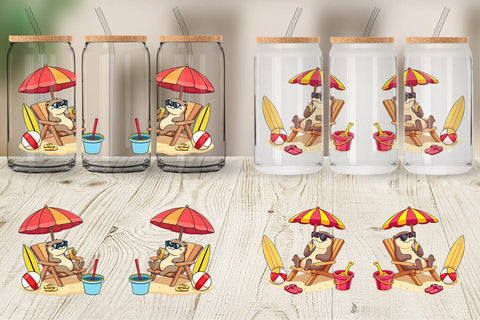 Glass Can Summer Otter Sublimation artnoy 