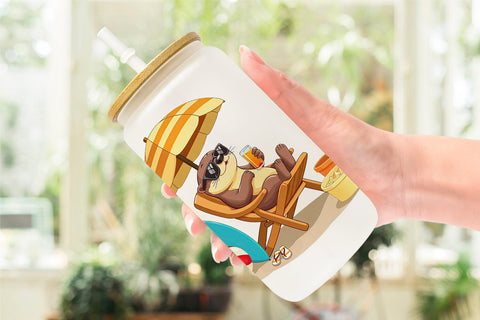 Glass Can Summer Otter Sublimation artnoy 