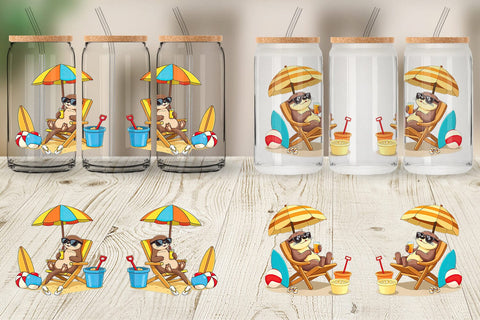 Glass Can Summer Otter Sublimation artnoy 