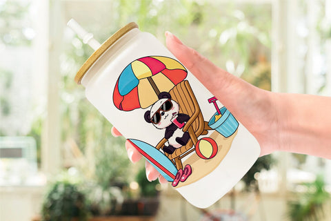 Glass Can Summer Panda Sublimation artnoy 