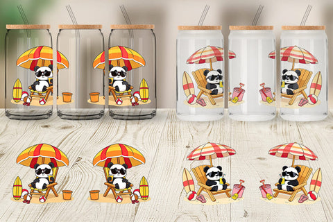 Glass Can Summer Panda Sublimation artnoy 