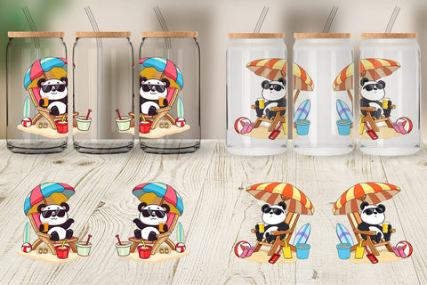 Glass Can Summer Panda Sublimation artnoy 
