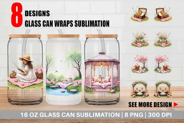 Glass Can Summer Picnic Dreams Sublimation artnoy 