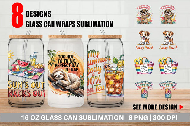 Glass Can Summer Quote Sublimation artnoy 