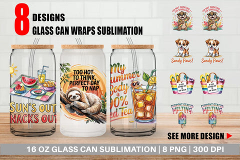 Glass Can Summer Quote Sublimation artnoy 