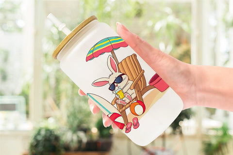 Glass Can Summer Rabbit Sublimation artnoy 