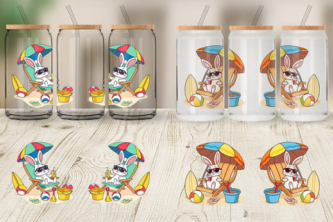 Glass Can Summer Rabbit Sublimation artnoy 