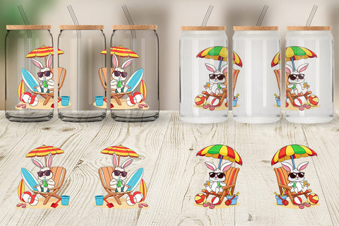 Glass Can Summer Rabbit Sublimation artnoy 