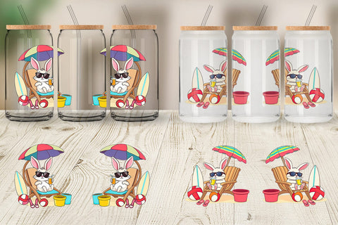 Glass Can Summer Rabbit Sublimation artnoy 