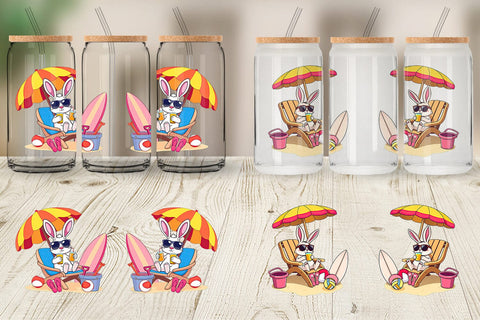 Glass Can Summer Rabbit Sublimation artnoy 