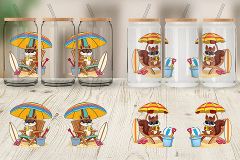 Glass Can Summer Squirrel Sublimation artnoy 