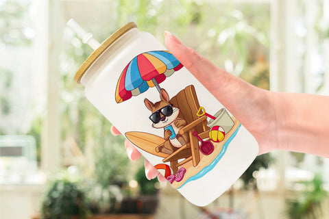 Glass Can Summer Squirrel Sublimation artnoy 