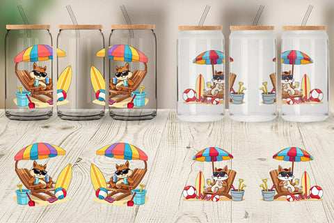 Glass Can Summer Squirrel Sublimation artnoy 