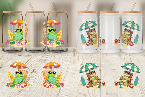 Glass Can Summer Turtle Sublimation artnoy 