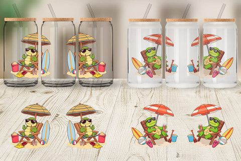 Glass Can Summer Turtle Sublimation artnoy 