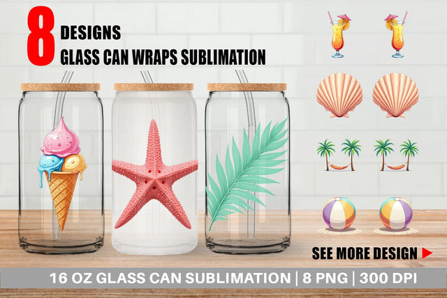 Glass Can Summer Vibes Sublimation artnoy 