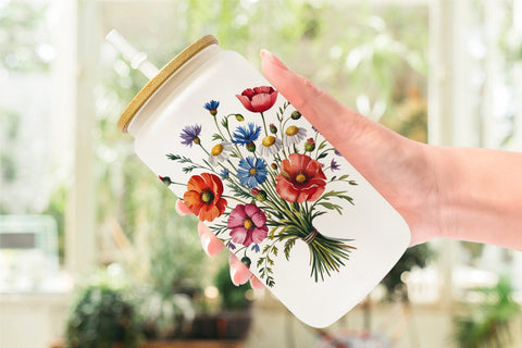Glass Can Summer Wildflower Sublimation artnoy 