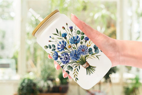 Glass Can Summer Wildflower Sublimation artnoy 