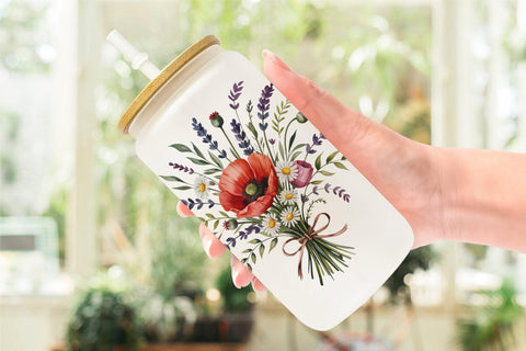 Glass Can Summer Wildflower Sublimation artnoy 