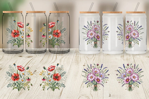 Glass Can Summer Wildflower Sublimation artnoy 