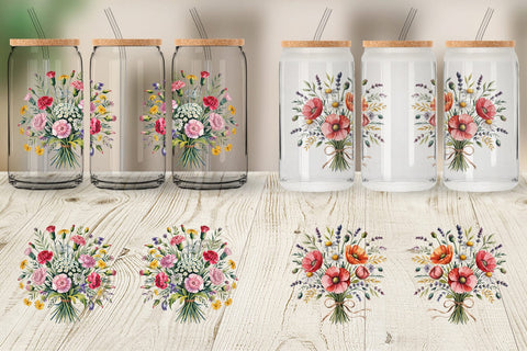 Glass Can Summer Wildflower Sublimation artnoy 
