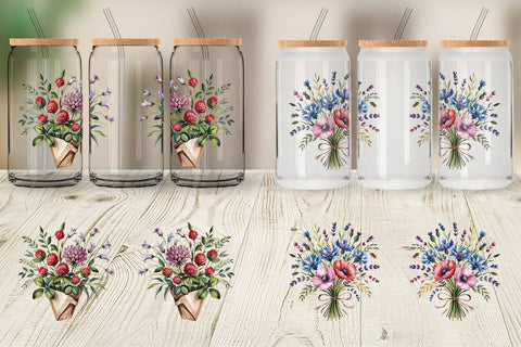 Glass Can Summer Wildflower Sublimation artnoy 