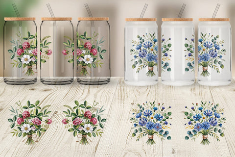 Glass Can Summer Wildflower Sublimation artnoy 