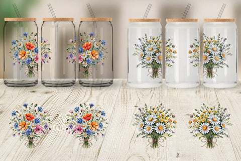 Glass Can Summer Wildflower Sublimation artnoy 