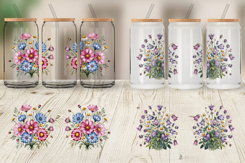 Glass Can Summer Wildflower Sublimation artnoy 