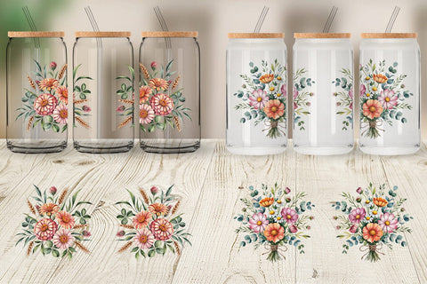 Glass Can Summer Wildflower Sublimation artnoy 