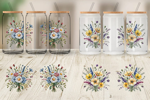 Glass Can Summer Wildflower Sublimation artnoy 