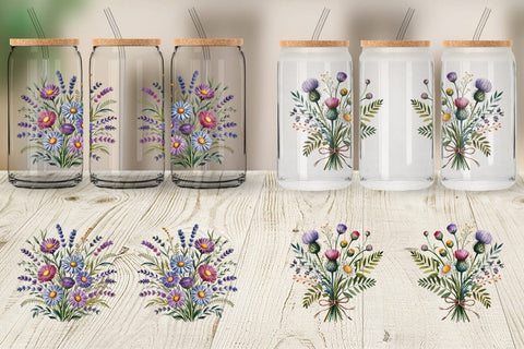 Glass Can Summer Wildflower Sublimation artnoy 