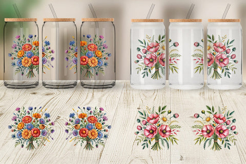 Glass Can Summer Wildflower Sublimation artnoy 