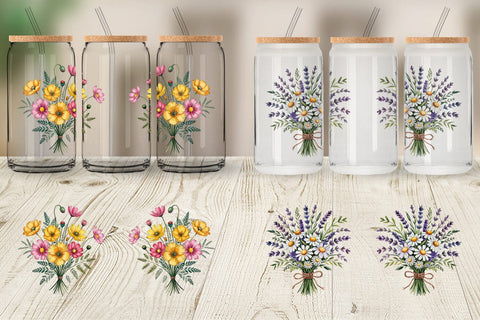 Glass Can Summer Wildflower Sublimation artnoy 