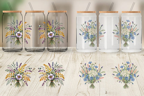 Glass Can Summer Wildflower Sublimation artnoy 