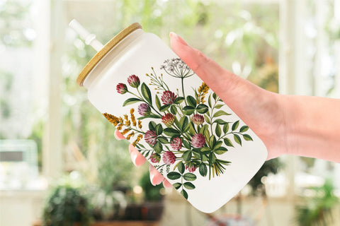 Glass Can Summer Wildflower Sublimation artnoy 