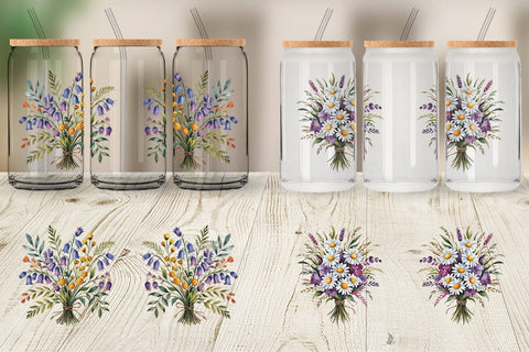 Glass Can Summer Wildflower Sublimation artnoy 