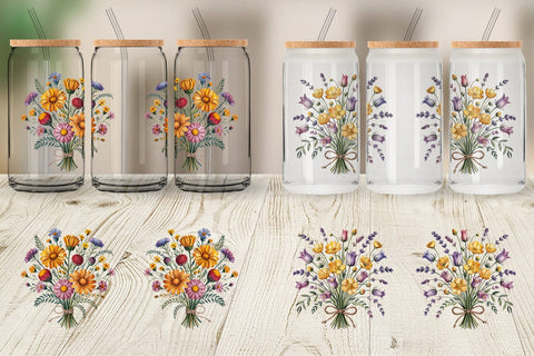 Glass Can Summer Wildflower Sublimation artnoy 