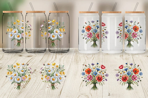 Glass Can Summer Wildflower Sublimation artnoy 
