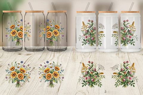 Glass Can Summer Wildflower Sublimation artnoy 