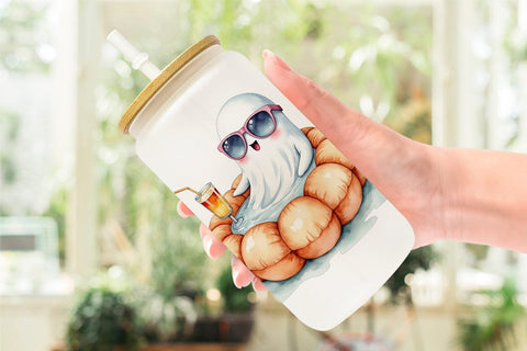 Glass Can Summerween Ghosts Sublimation artnoy 