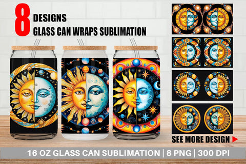 Glass Can Sun and Moon Surrealism Sublimation artnoy 