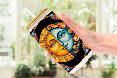 Glass Can Sun and Moon Surrealism Sublimation artnoy 